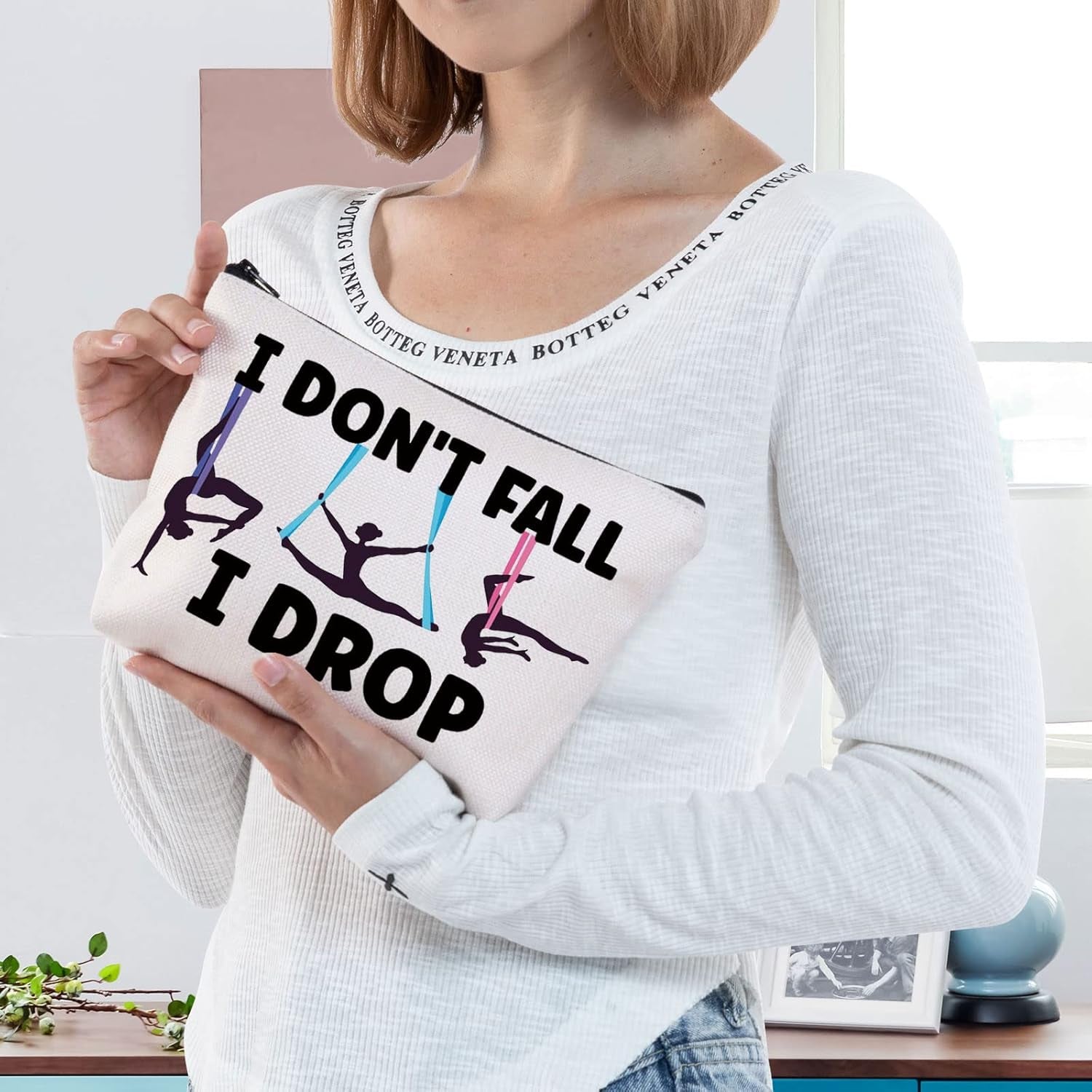 Aerialist Cosmetic Makeup Bag Aerial Yoga Gifts I Don'T Fall I Drop Aerial Dancer Makeup Zipper Pouch Bag Aerial Silk Gifts (I Don'T Fall)